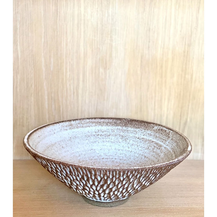 Handmade, carved serving bowl